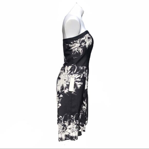Ann Taylor black white floral off shoulder silk dress  size 4 NEW - Picture 3 of 12